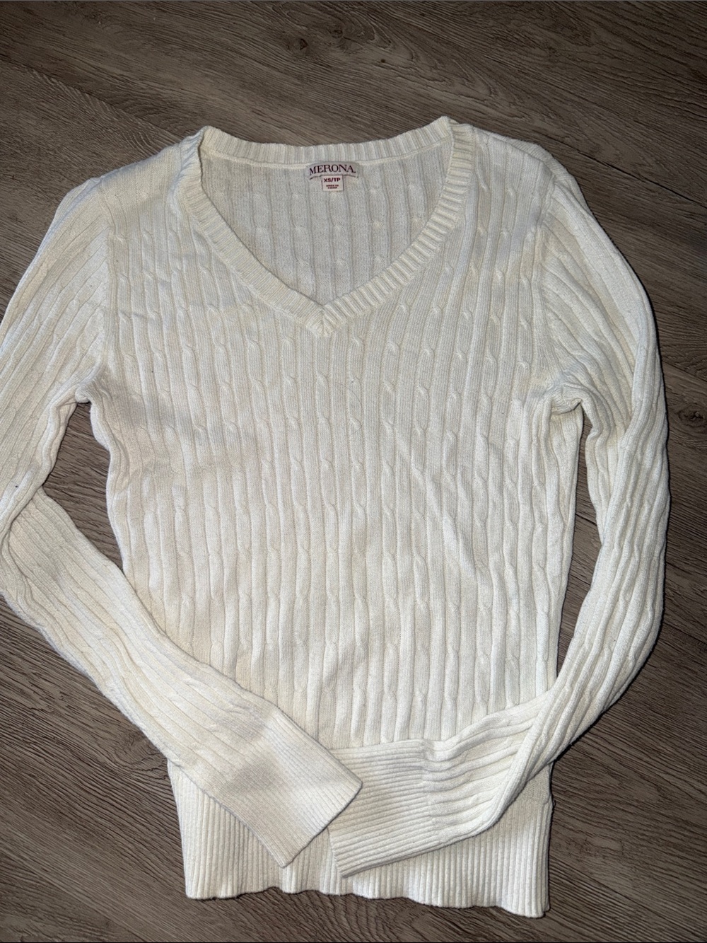 Merona Cream Cable-Knit V-Neck Pullover Sweater